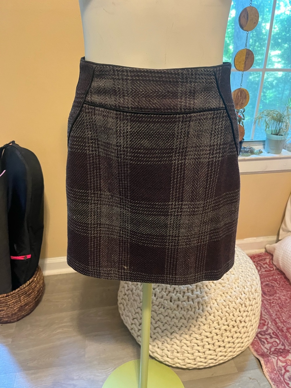 Lift Plaid Mini Skirt in Dark Plum and Gray - Women Academia Preppy